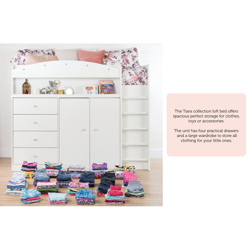 Tiara Twin 4 Drawer Loft Bed with Built in Desk by South Shore